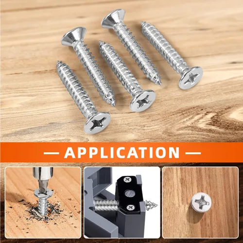 Miniatura 5 de Tornillos de chapa metálica de cabeza plana #14 x 3, tornillos para madera, autoroscantes, acero inoxidable 18-8 (304), 25 unidades Plateado