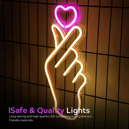Miniatura 4 de Señales de Neón de Corazón con Dedo - Luz de Neón LED de Corazón del Pulgar de Corea del Sur, Novedad para Fans de K-pop y K-drama - Símbolo de Amor