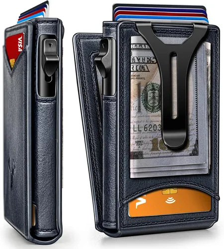 Cartera BULLIANT para hombre, cartera con clip para billetes delgada para regalo para hombre, 9 tarjetas - Estuche de tarjeta de crédito de metal en