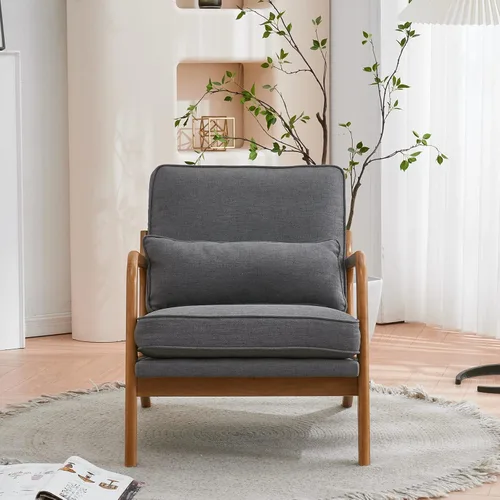Miniatura 9 de Sillón moderno Mid-Century - Sillón de interior con respaldo y cojín de asiento, silla de lectura tapizada de terciopelo de peluche con reposabrazos