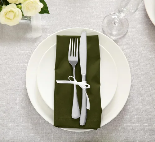Miniatura 5 de Utopia Kitchen Servilletas de tela color oliva, 12 unidades, 18 x 18 pulgadas, mezcla de algodón absorbente, lavables y reutilizables, para cenas