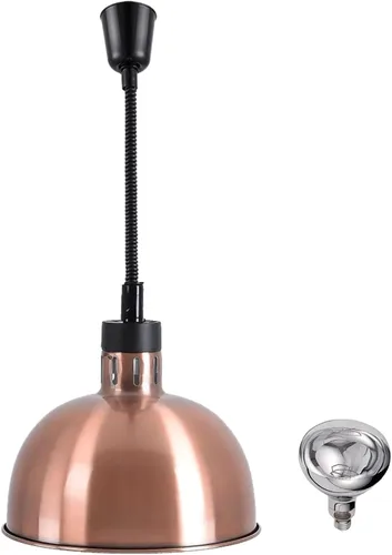 Lámpara colgante de calor para alimentos, calentador infrarrojo, luz de calefacción para freír 250 W con cable retráctil (diámetro 11.4 in cobre))