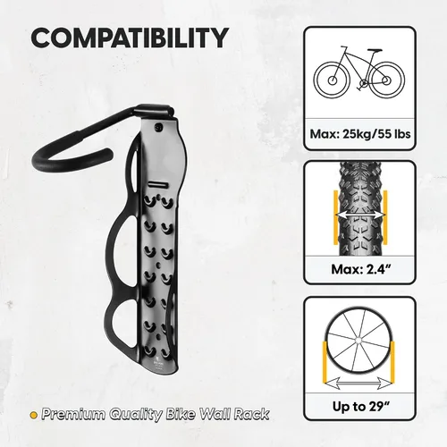 Miniatura 3 de BikeHand - Soporte de pared para bicicleta, soporte vertical resistente para montaje en pared, para almacenamiento interior de cobertizo de garaje