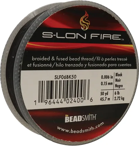 The Beadsmith S-Lon Fire - Hilo de cuentas trenzado y fundido - Prueba de 6 libras, diámetro de 0.006 pulgadas/0.006 in, carrete de 50 yardas, color