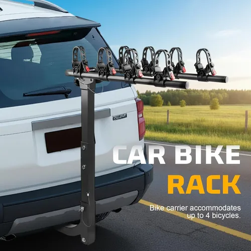 Miniatura 6 de Soporte de enganche para 4 bicicletas, soporte plegable para coches, camiones, SUV, minivans