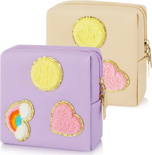 Paquete de 2 bolsas para el período, bolsa de almacenamiento de servilletas sanitarias de piel sintética para almohadillas femeninas, forros, Style 6