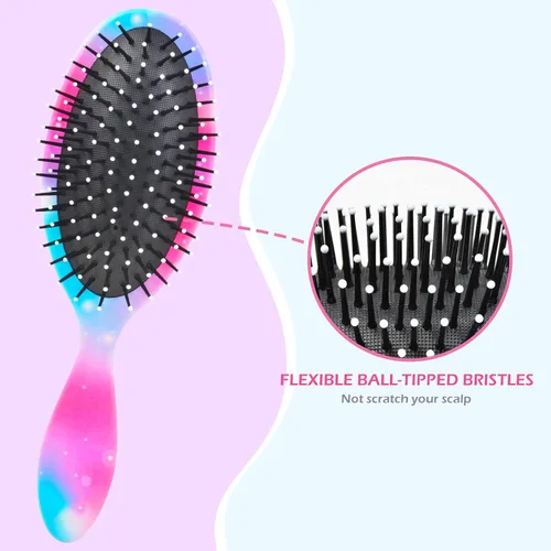 Miniatura 5 de Cepillo de pelo para niñas y niños pequeños, cepillo desenredante para cabello rizado y grueso, sin dolor, peine para niñas y mujeres, unicornio