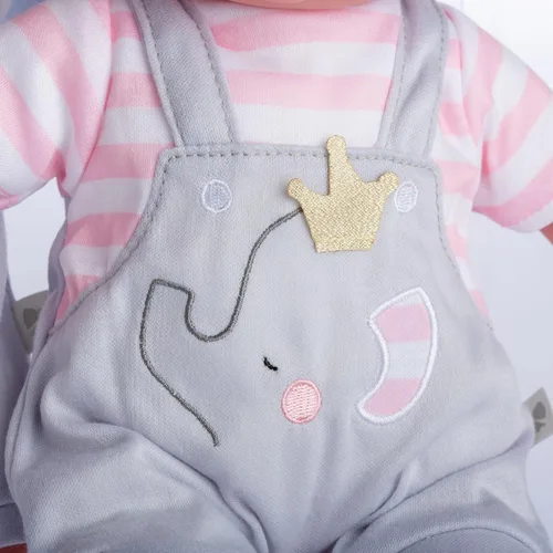 Miniatura 6 de JC Toys Muñeca de Bebé Realista de Cuerpo Suave de 15" con Ojos que Abren/Cierran Berenguer Boutique Tema de Mameluco con Capucha de Elefante