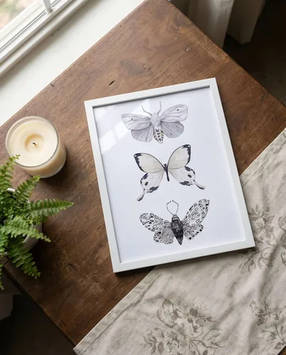 Miniatura 7 de Arte de pared de mariposas - Decoración de mariposas blancas y negras - Impresión artística de acuarela - 11 x 14 - Póster sin marco Negro & blanco