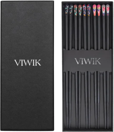 Miniatura 7 de VIWIK 5 pares de palillos reutilizables de primera calidad, palillos antideslizantes de fibra de vidrio, aptos para lavavajillas, resistentes al