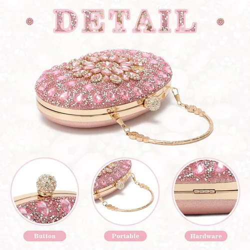 Miniatura 3 de Bolso de mano de noche con diamantes de imitación para mujer, bolsa de mano con diamantes brillantes y brillantes, bolsa de fiesta de boda de cristal