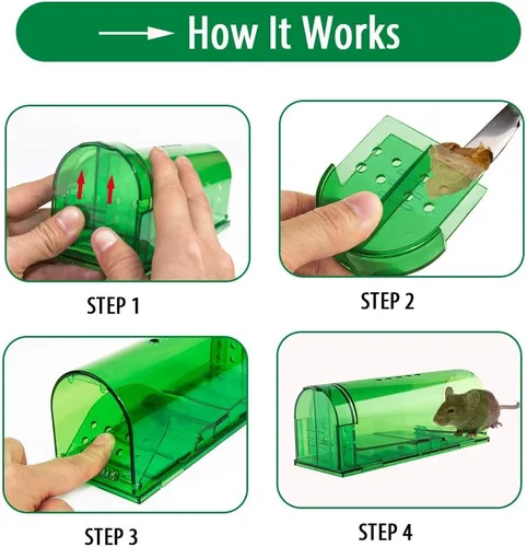 Miniatura 2 de Trampa humana para ratones – Trampas para ratones que funcionan – Las mejores trampas de plástico para ratones, ratones y ratas atrapan y liberan