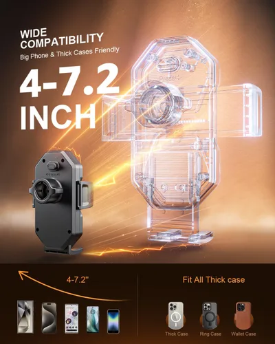Miniatura 7 de SUPERONE Soporte de teléfono 3 en 1 para automóvil [ventosa y clip más fuertes] Soporte de teléfono ajustable de 360° para tablero, ventilación