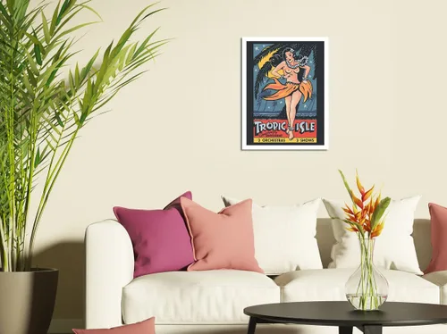 Miniatura 3 de Tropic Isle - Hawaiian Hula Dancer - Pin Up Girl - Póster de teatro vintage c.1940s - Cartel artístico de madera vintage de 8 x 12 pulgadas