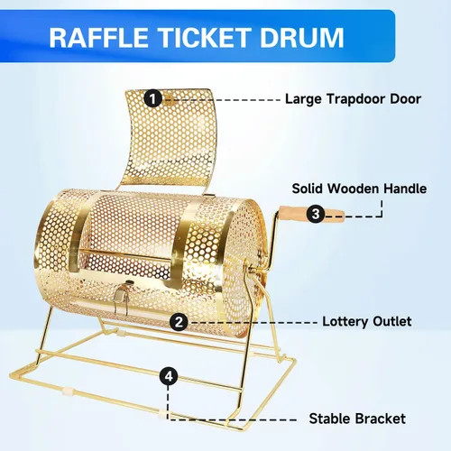 Miniatura 3 de GSE Games & Sports Expert Brass Raffle Ticket Drum, Gold Spinning Raffle Cage, Lottery Drawing Box for Raffles, Giveaways, Fundraisers, and Events