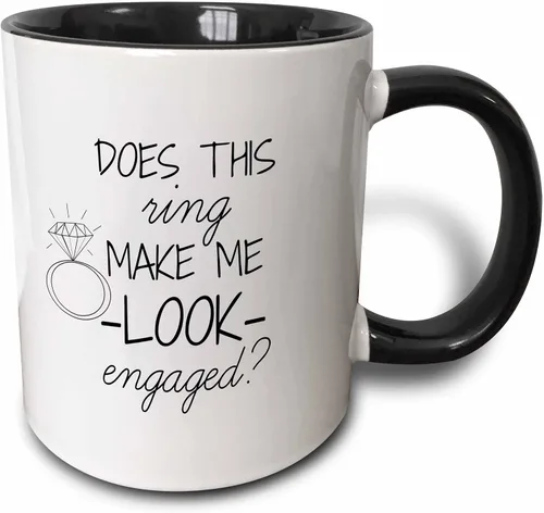 Miniatura 8 de 3dRose Taza de café, tamaño – 11 oz – ¿Este anillo me hace mirar comprometido negro con fondo blanco divertido dicho – divertido regalo de taza