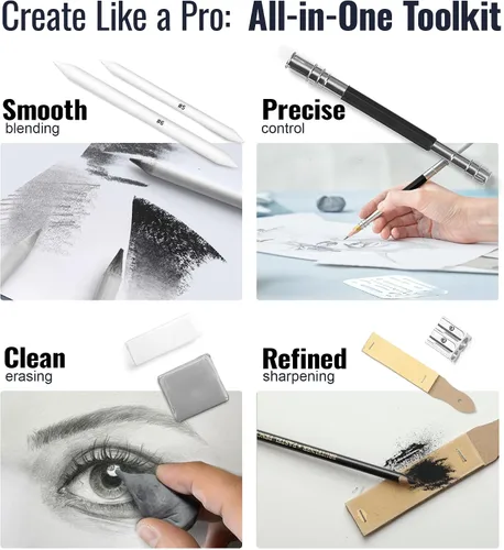 Miniatura 3 de COOL BANK Juego de 76 piezas de suministros de arte para dibujar con 100 hojas de cuaderno de bocetos de 3 colores, incluye lápices de dibujo