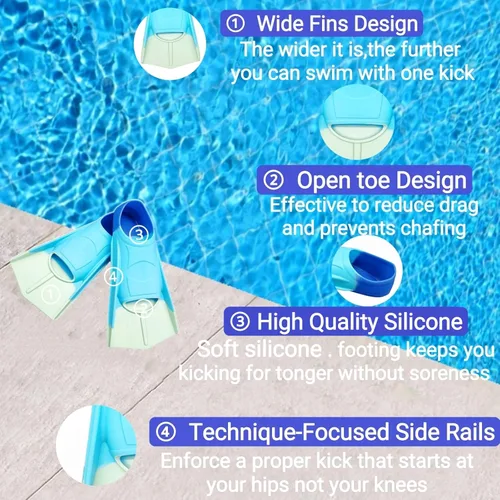 Miniatura 7 de Swimming Training Fins,Comfortable Silicone Flippers for Swimming and Diving,Size Suitable Kids Girls Boys Adult