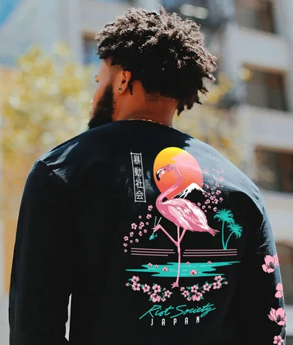 Miniatura 3 de Riot Society - Playera estampada de manga larga con bordado a la moda para hombre