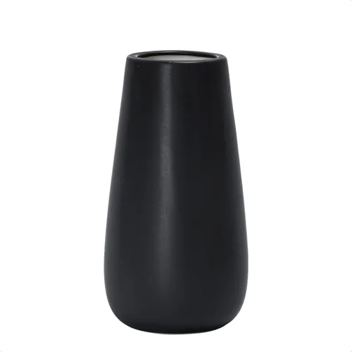 D'vine Dev Jarrón ovalado de cerámica para flores, color negro ébano de 8 pulgadas, florero de decoración del hogar con caja de diseño, VS-LD-A-5