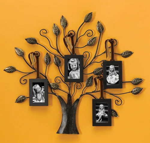 Miniatura 2 de Klikel Bronce Árbol genealógico de la vida Centerpiece pantalla con 4 marcos de foto colgantes, 13 pulgadas de ancho, mediano