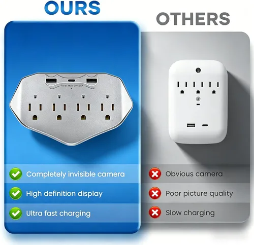Miniatura 7 de Toma de pared para cámara de seguridad WiFi 1080P, mini cámara de niñera para interiores con almacenamiento de tarjeta SD local