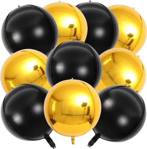 Miniatura 21 de KALOR Globos de papel de aluminio de 22 pulgadas de feliz año nuevo, 10 piezas, globos grandes 4D gigantes redondos de papel de aluminio metálico