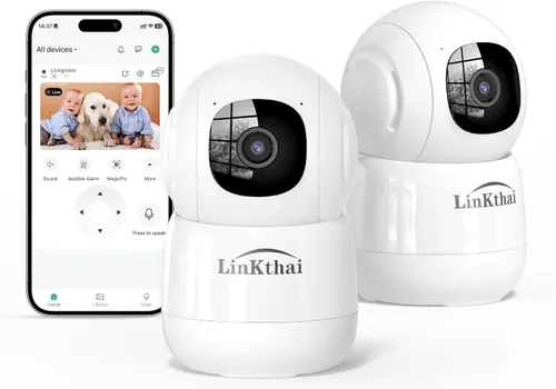 Miniatura 9 de Cámara para interiores, cámaras 2K para seguridad en el hogar con aplicación de detección de movimiento, alarma de seguimiento automático, ubicación