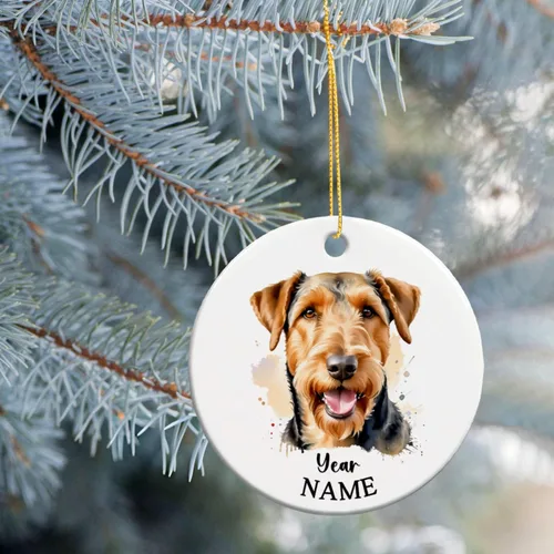 Miniatura 3 de Adorno de Navidad personalizado para perro Airedale, adorno de cerámica para hombres y mujeres, adornos de cerámica personalizados para perros