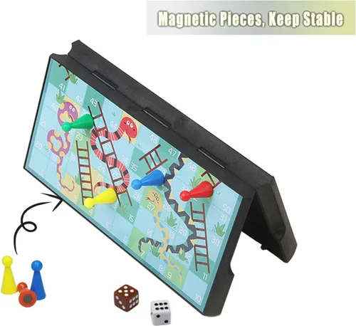 Miniatura 3 de Mini juego de mesa de serpientes y escaleras de 7.9 pulgadas, juego de mesa magnético de viaje, juguetes divertidos para la familia/regalo para niños