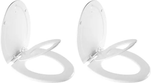 Miniatura 15 de Mayfair NextStep2 - Asiento de inodoro de cierre lento con asiento para orinal integrado para niños pequeños, desmontable, color blanco, redondo