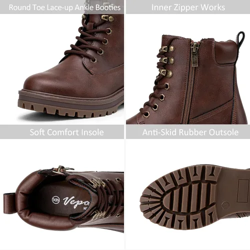 Miniatura 5 de Vepose Botines de mujer 9609 para mujer, botines de combate con cordones para mujer 2.0