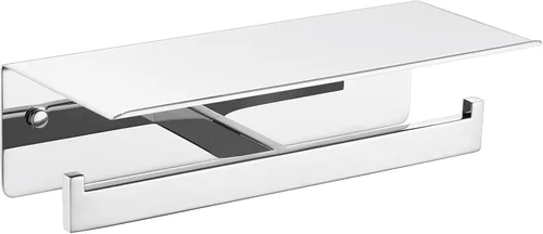 Miniatura 20 de Soporte de papel higiénico con estante para teléfono, color negro y dorado, dispensador de rollos de papel de acero inoxidable APLusee 304