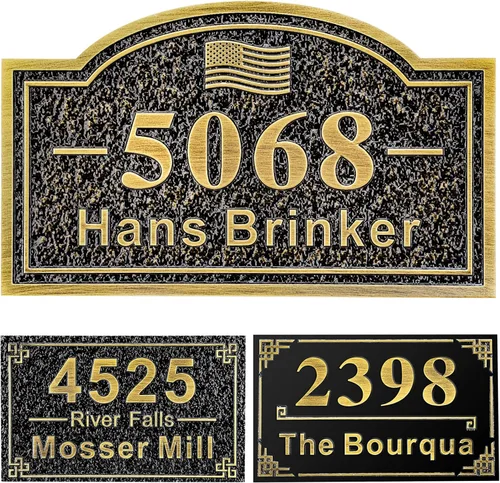Miniatura 17 de Letrero de dirección personalizado, placa de dirección de número de casa, placa de dirección personalizada, metal o latón antiguo acrílico