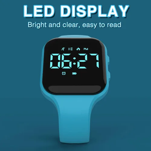 Miniatura 5 de Reloj de seguimiento de fitness LED sin Bluetooth, reloj podómetro digital, con recuento de pasos/distancia/calorías/cronómetro/reloj despertador