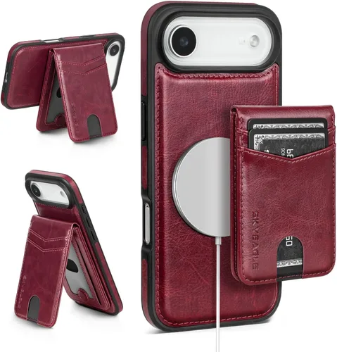 Miniatura 105 de SkyEagle Magsafe - Funda magnética 2 en 1 desmontable para iPhone 11 Pro Max con tarjetero, para mujeres y hombres, piel sintética con bloqueo RFID