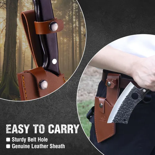 Miniatura 7 de Mossy Oak Cuchillo para carne, cuchillo de carnicero con funda de cuero auténtico, cuchillo de cocina forjado a mano, mango completo para cortar