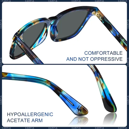 Miniatura 71 de Carfia Chic - Lentes de sol polarizados para mujer, protección UV400, marco de acetato pulido a mano