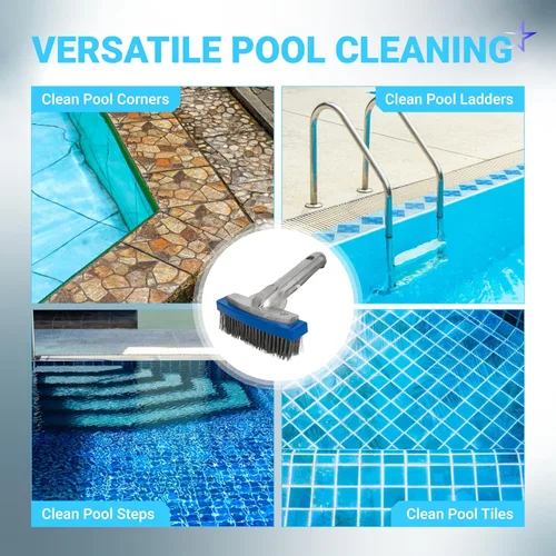 Miniatura 6 de BlueStars Cepillo de piscina resistente de 5 pulgadas con alambre de cerdas de acero inoxidable y mango de aluminio de 5 pulgadas, adecuado
