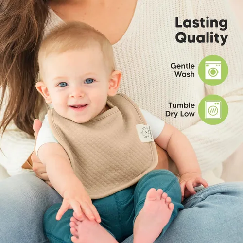 Miniatura 8 de KeaBabies Paquete de 8 baberos para babeo y dentición, baberos de tela de algodón acolchado orgánico suave para bebé, niña, niño, recién nacido