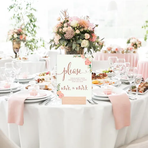 Miniatura 5 de Andaz Press Letreros de fiesta de boda, purpurina de oro rosa sintético con flores, 8.5 x 11 pulgadas, resalta tu versículo bíblico favorito