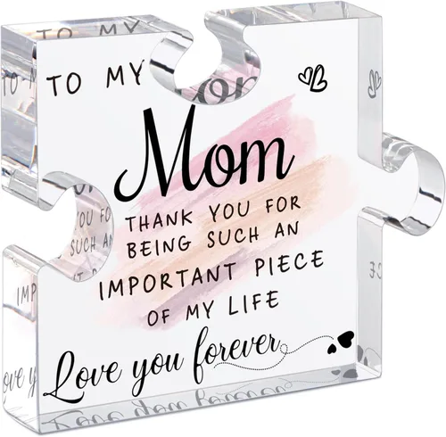 LukieJac Regalos para mamá de hija, hijo - Los mejores regalos de mamá de siempre, regalos únicos de cumpleaños de madre, placa acrílica en forma de