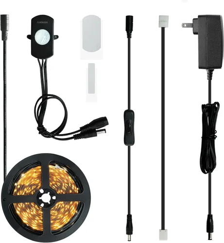 Miniatura 8 de Sensky Kit de iluminación LED regulable con sensor de movimiento PIR para debajo del gabinete, luz LED extensible debajo del mostrador con sensor