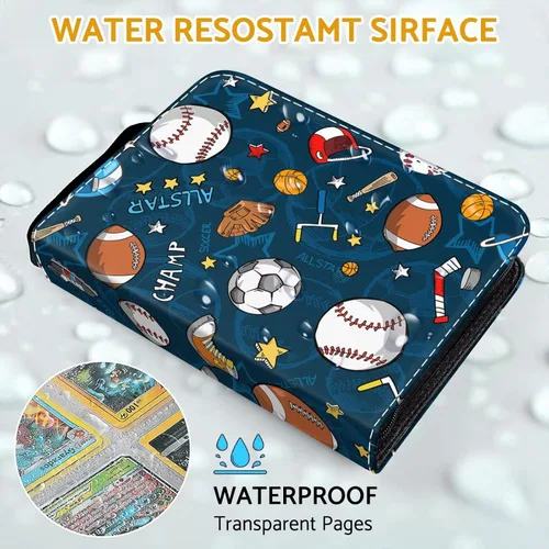Miniatura 3 de Carpeta de Tarjetas de Béisbol y Fútbol con 480 Bolsillos y 60 Fundas Extraíbles, Carpeta Portátil para Tarjetas de Baloncesto y Deportes, Álbum