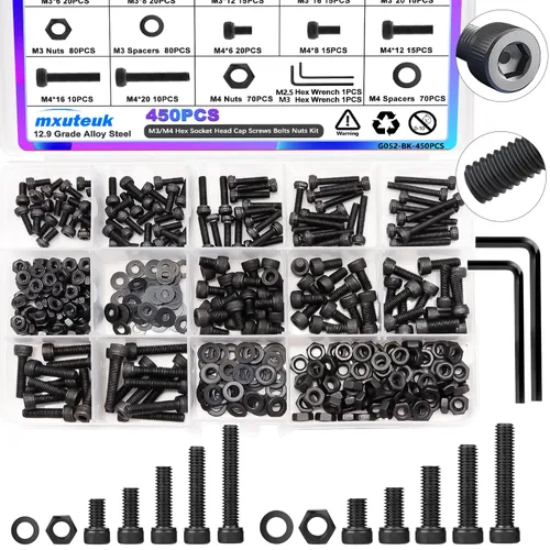 Miniatura 27 de mxuteuk Juego de tornillos M2.5 surtidos, M2.5 x 4/6/8/10/12/16/20/25mm, tornillos de cabeza hexagonal con tuerca hexagonal, kit de tuercas, acero