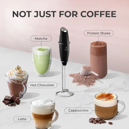 Miniatura 265 de Zulay Milk Boss Espumador de leche potente manual, hace espuma para latte, batidor para mezclar bebidas, café, miniespumador para capuchino, frappé