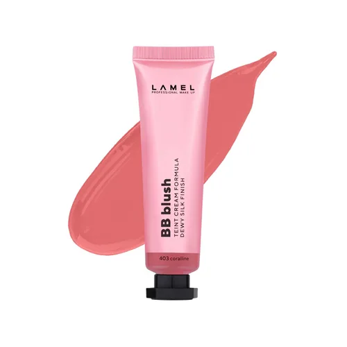 LAMEL Dewy Cream BB Blush - Rubor líquido en crema para mejillas y tapas, textura cremosa, hidratante, duradero, mezclable para todo tipo de piel,