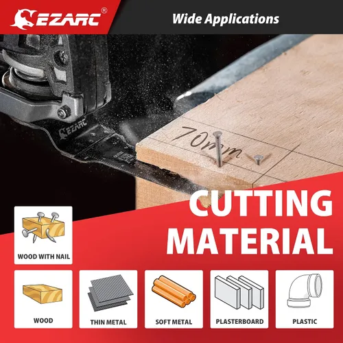Miniatura 6 de EZARC Hojas de sierra oscilante de titanio, cuchillas multiherramienta oscilantes extralargas para metal, clavos de madera, corte de tornillos
