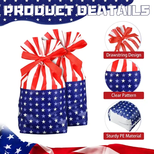 Miniatura 3 de Ctosree 40 bolsas de regalo de la bandera estadounidense, bolsas de regalo del 4 de julio, bolsas de dulces del Día de la Independencia, bolsas
