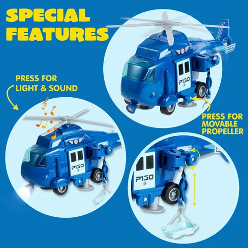 Miniatura 7 de JOYIN 4 paquetes de juguetes de vehículos de emergencia, vehículos accionados por fricción con luz y sonido, incluyendo camión de bomberos